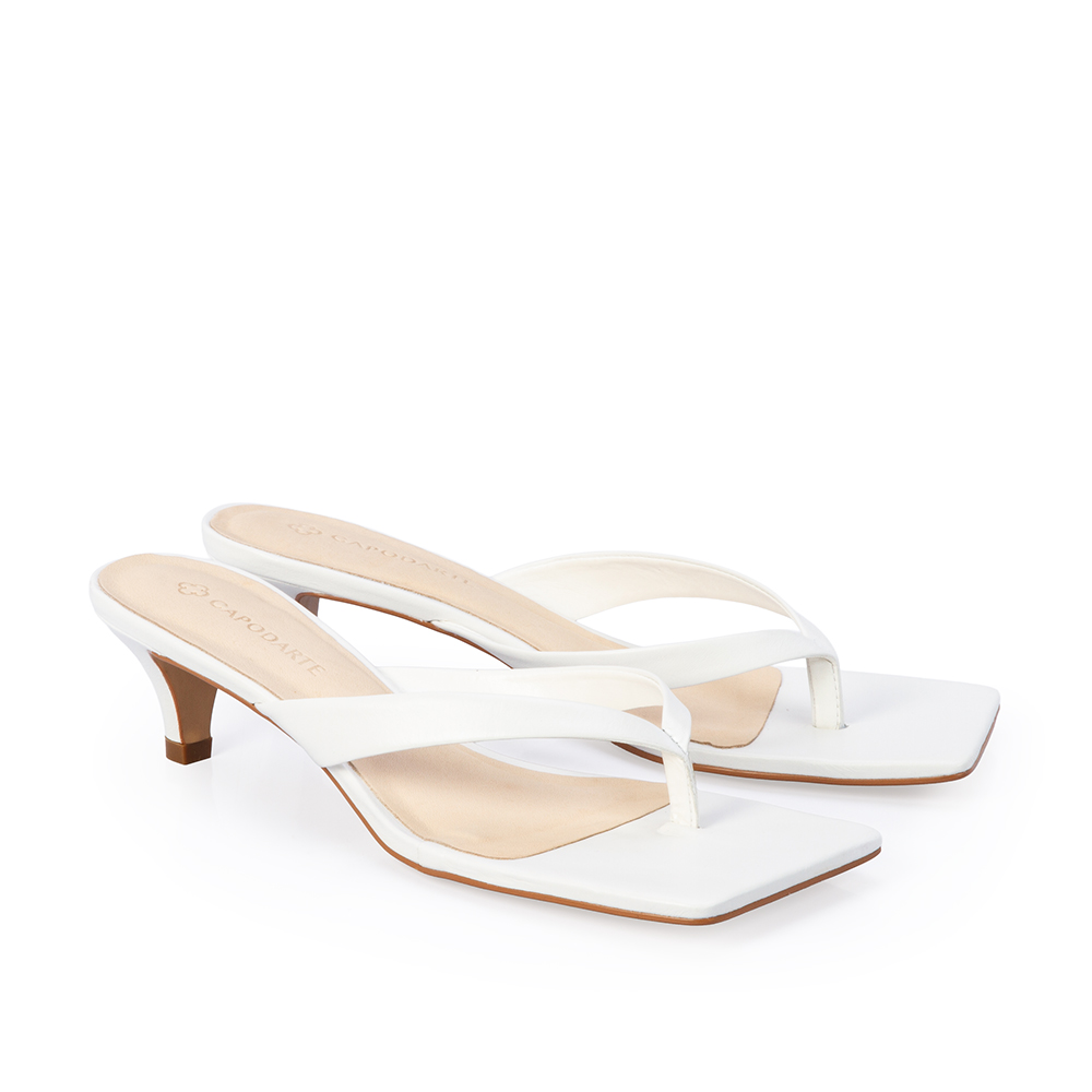 MULE BICO QUADRADO BRANCA DE COURO image number 2