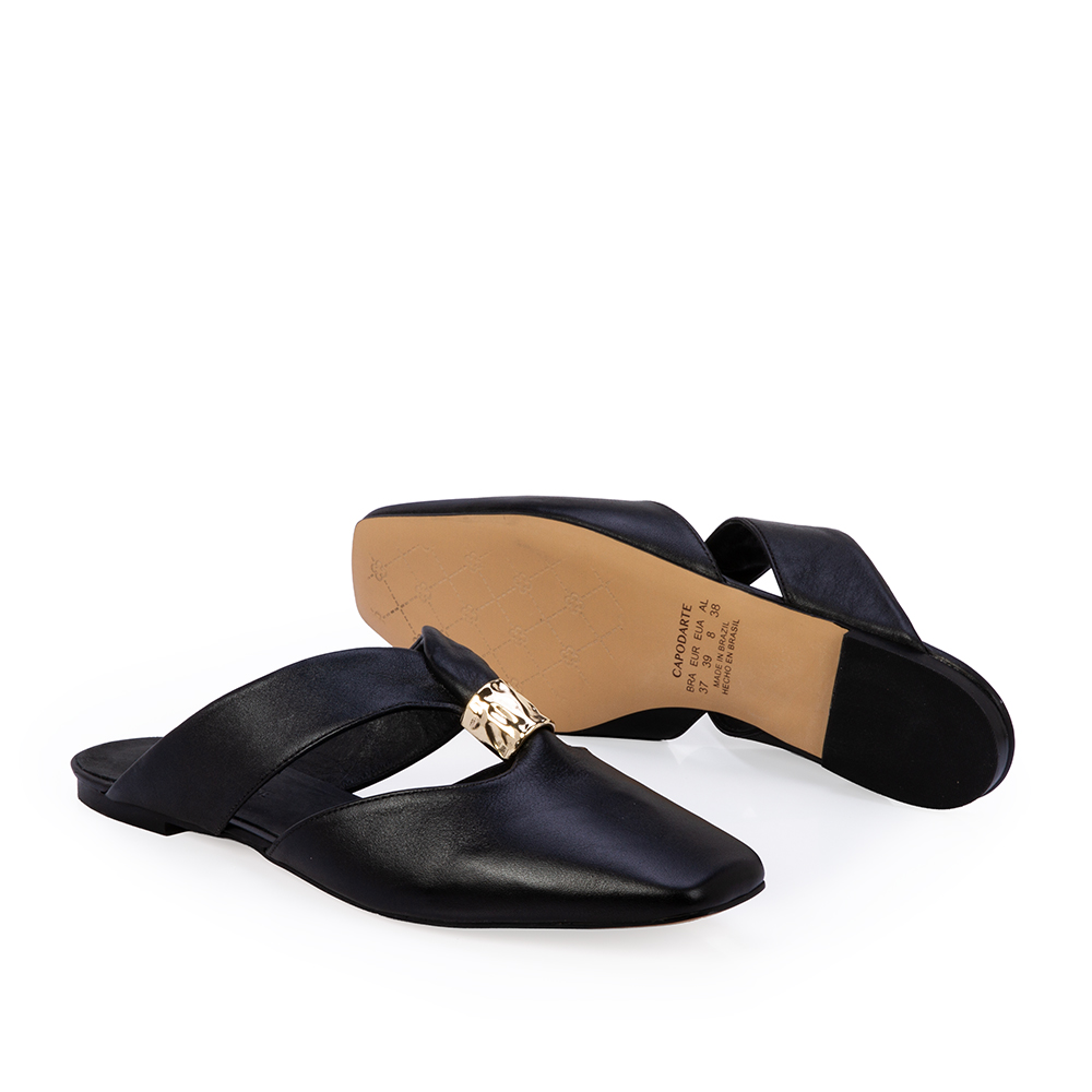 MULE BICO QUADRADO PRETA DE COURO image number 3