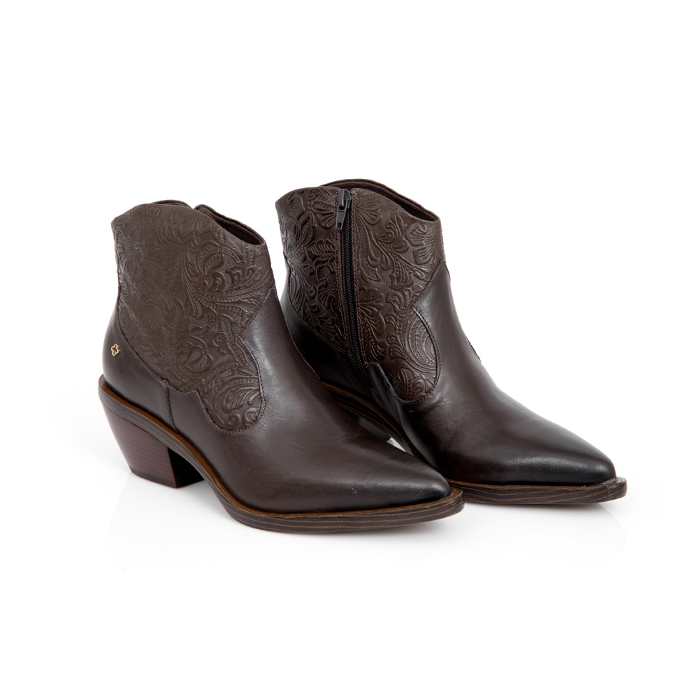 BOTA WESTERN CANO CURTO MARROM TOBACCO DE COURO image number 1