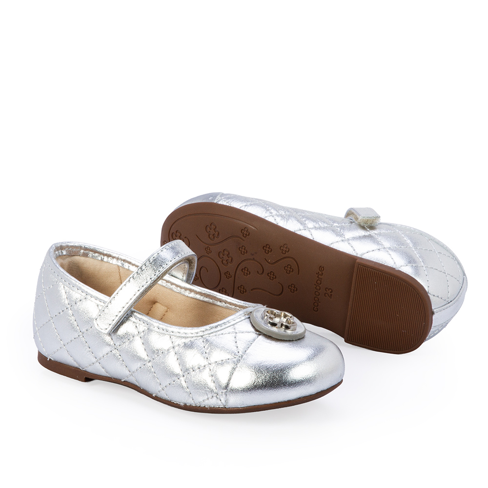 SAPATILHA BEB&Ecirc; DE COURO PRATA CATHERINE image number 3