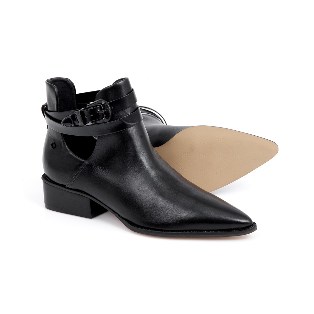 BOTA CANO CURTO PRETA DE COURO image number 3