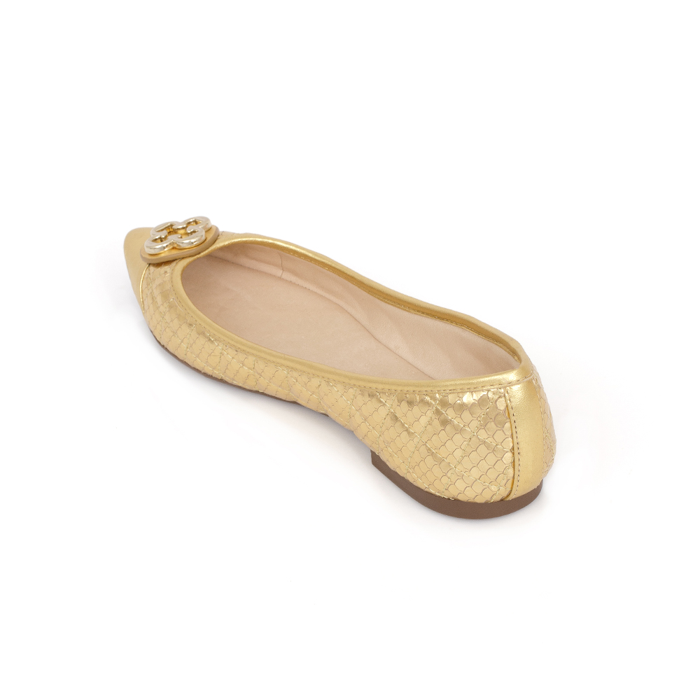 SAPATILHA CATHERINE DOURADA BICO FINO  DE COURO image number 2