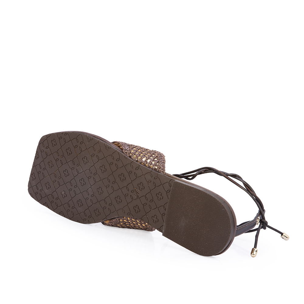 SAND&Aacute;LIA RASTEIRA MARROM TOBACCO DE COURO TRAMADO image number 3