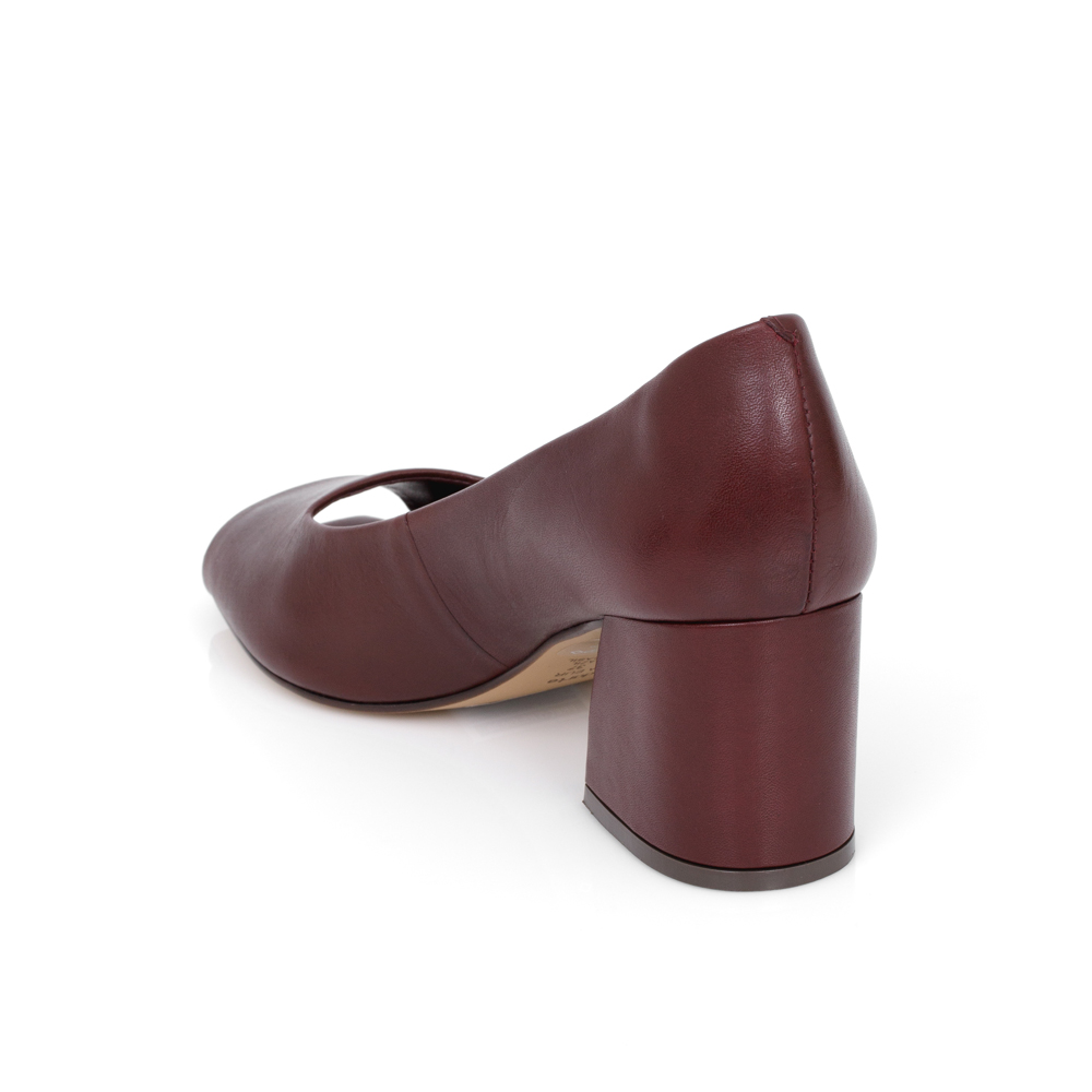SAPATO PEEP TOE BORDÔ DE COURO BICO QUADRADO image number 2