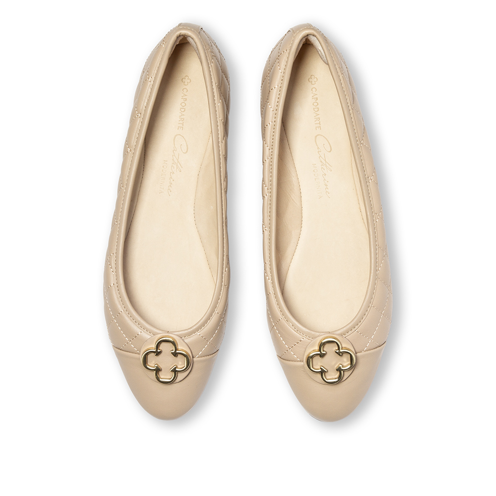 SAPATILHA CATHERINE MODERNIT&Aacute; NUDE SEDA DE COURO MATELASS&Ecirc; image number 4