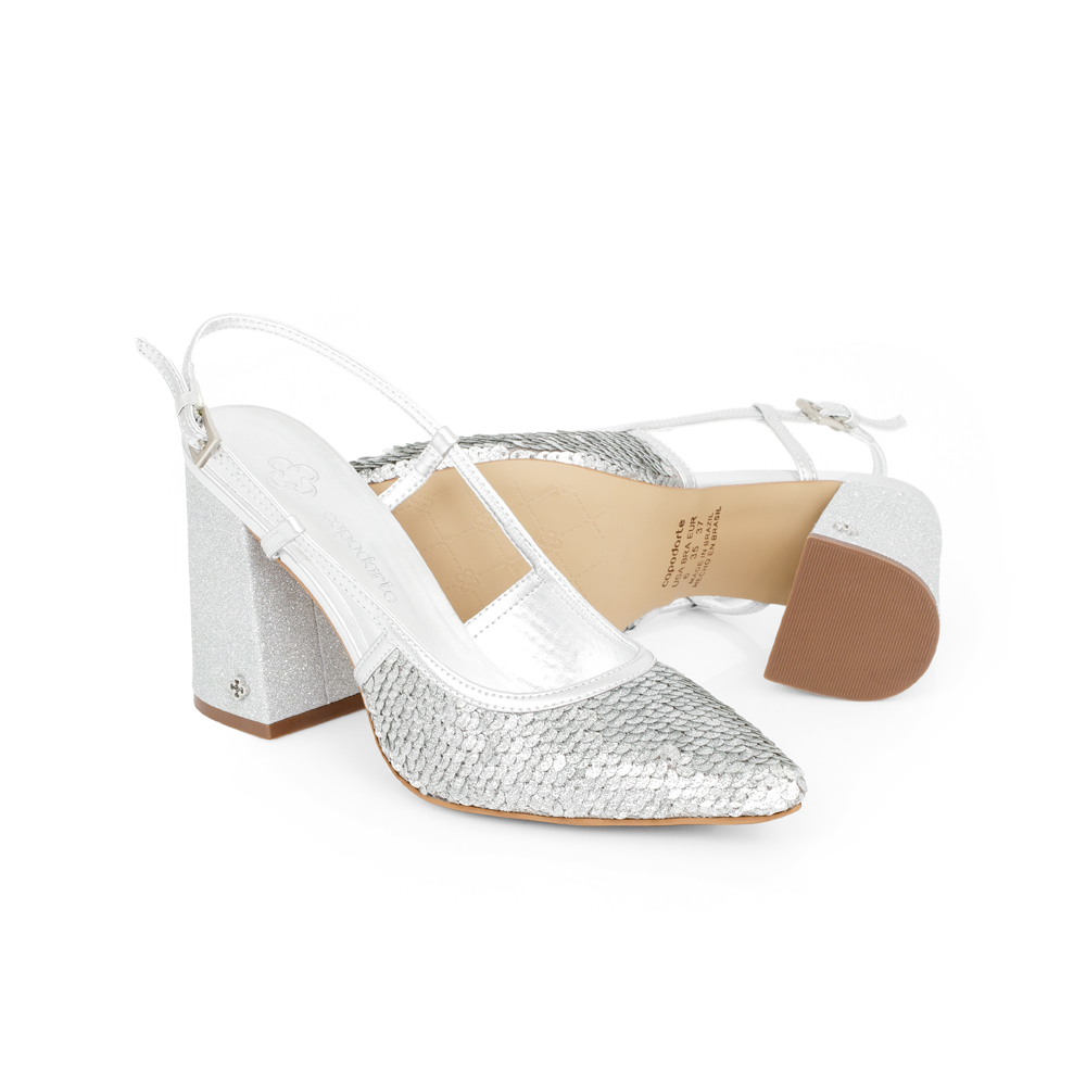 SCARPIN SLINGBACK PRATA SALTO ALTO PAETÊ image number 3