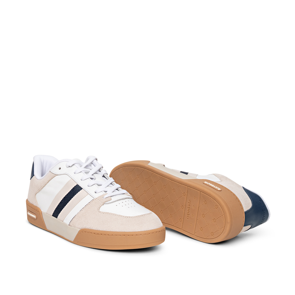TÊNIS FEMININO BRANCO E MARINHO AZZURRO DE COURO AMARRAÇÃO image number 3