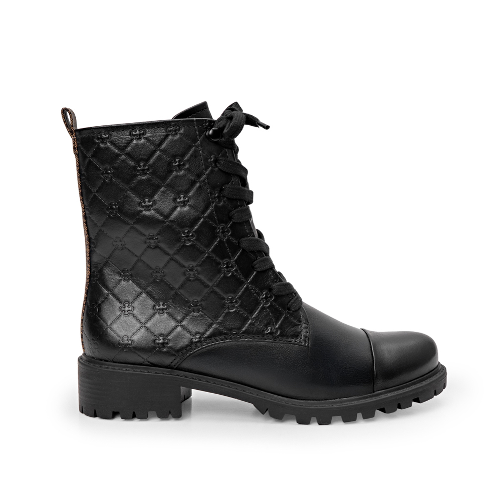 BOTA COTURNO PRETA DE COURO MONOGRAMA image number 0