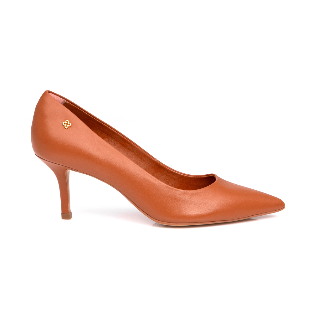 SCARPIN CARAMELO CAMEL SALTO FINO DE COURO image number 0