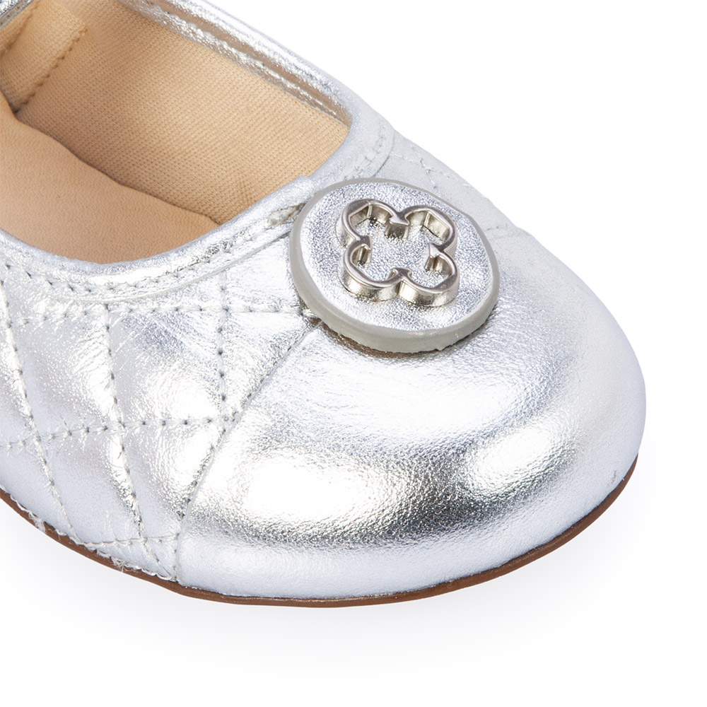 SAPATILHA BEB&Ecirc; DE COURO PRATA CATHERINE image number 2