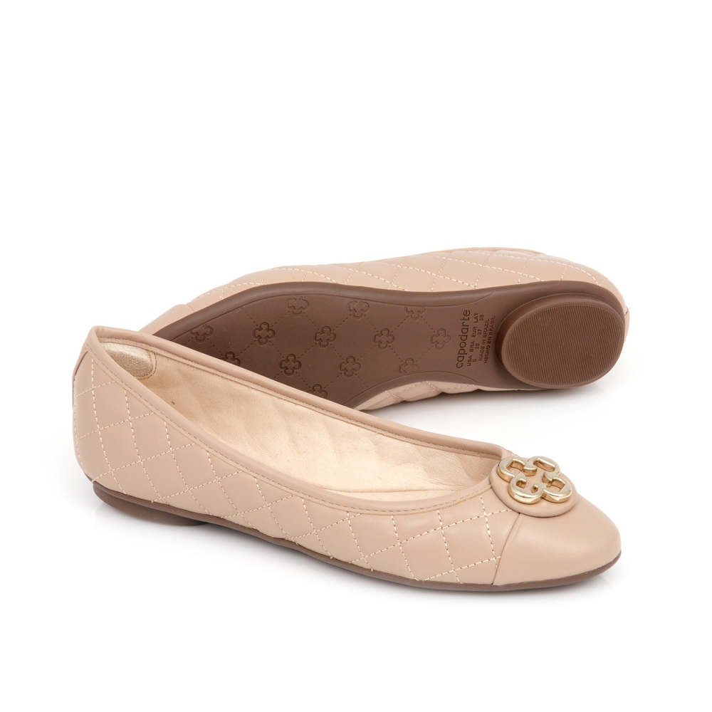 SAPATILHA CATHERINE MODERNIT&Aacute; NUDE SEDA DE COURO MATELASS&Ecirc; image number 3