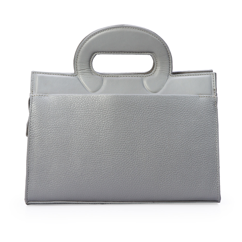 BOLSA TOTE CINZA CARBONO DE COURO image number 2