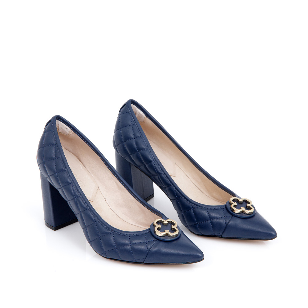 SCARPIN SALTO BLOCO DE COURO MARINHO AZZURRO MATELASS&Ecirc; image number 1