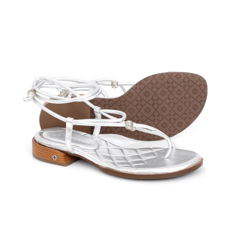 SAND&Aacute;LIA SALTO BAIXO PRATA AMARRA&Ccedil;&Atilde;O MATELASS&Ecirc; image number 3