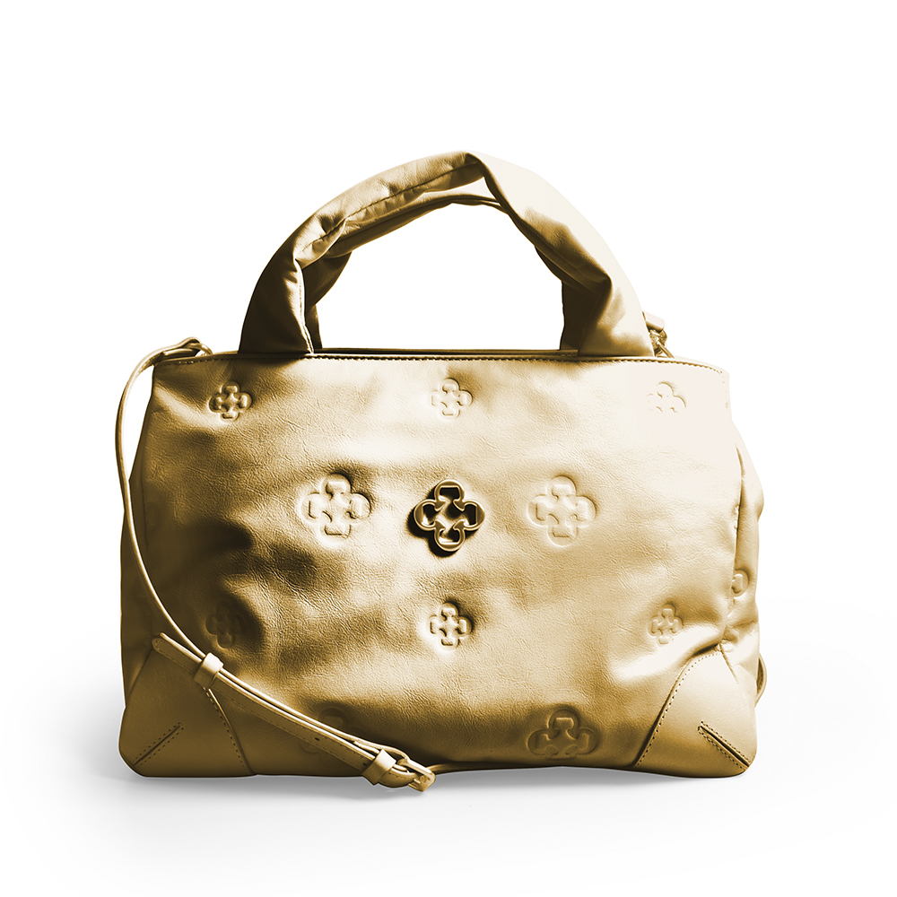 BOLSA DE COURO TOTE DOURADA image number 0