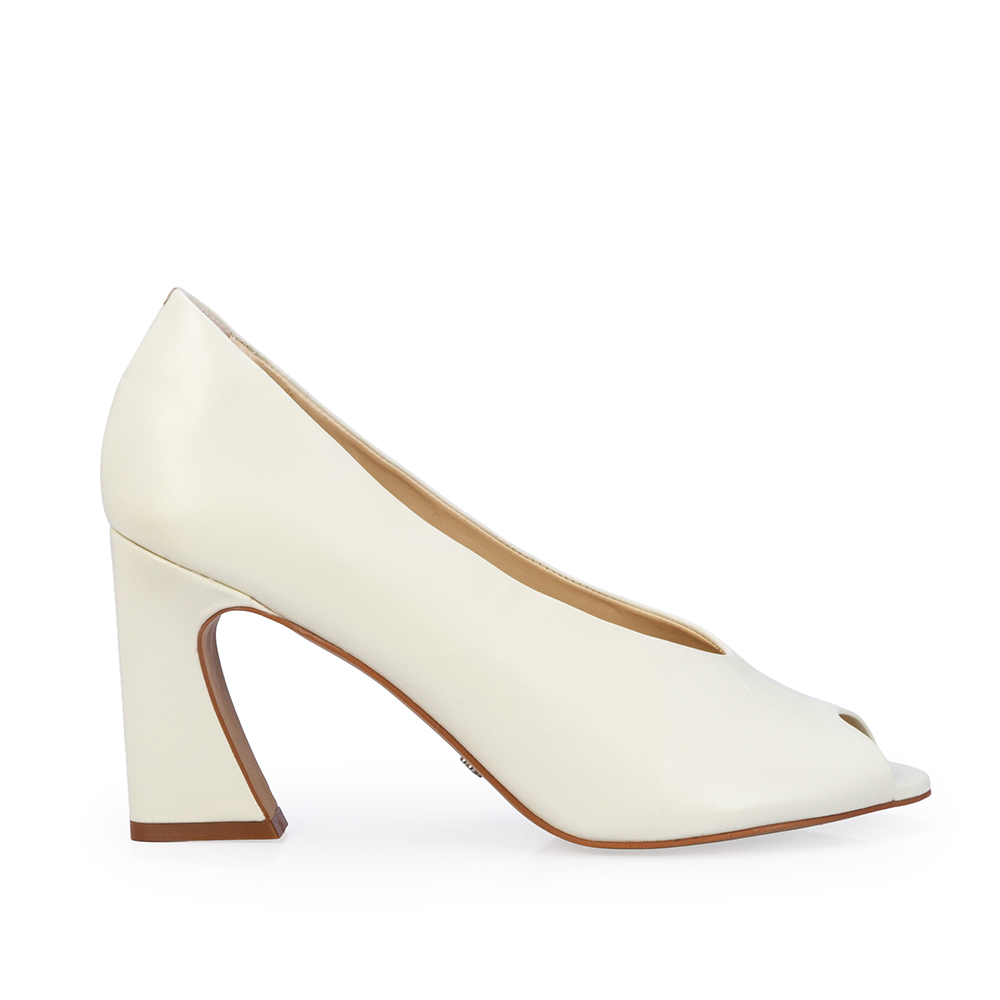 PEEP TOE BRANCO DUNA DE COURO SALTO ALTO image number 0