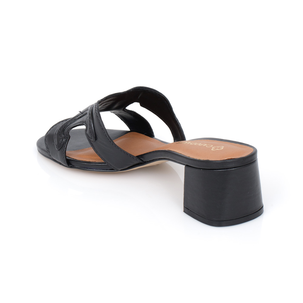MULE SALTO BAIXO PRETA DE COURO image number 2