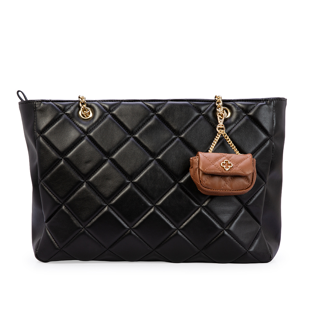 CHAVEIRO MINI BOLSA MARROM COURO MATELASS&Ecirc; BAG CHARM image number 3