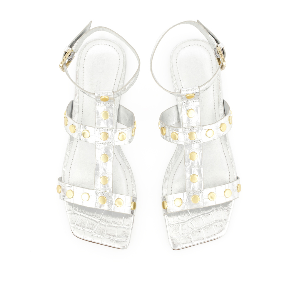 SAND&Aacute;LIA RASTEIRA PRATEADA BICO QUADRADO image number 4