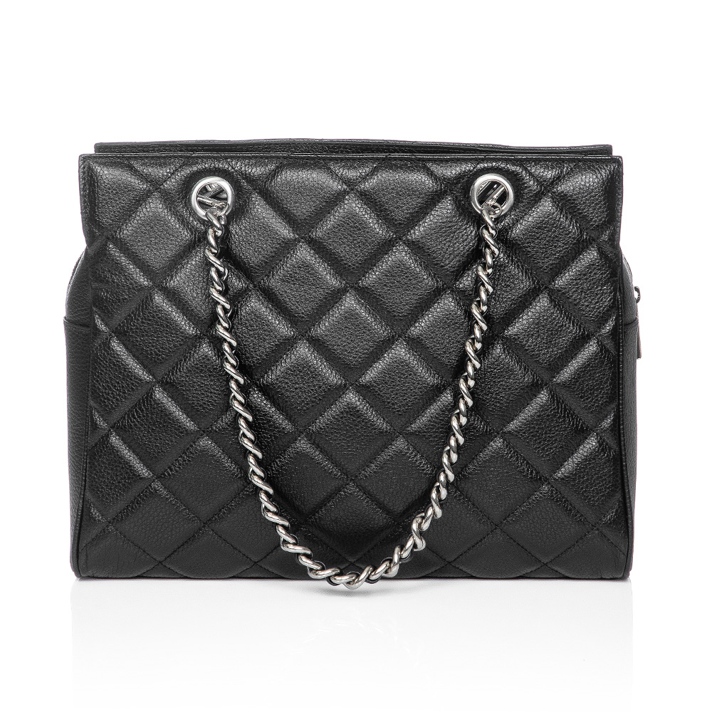 BOLSA DE COURO GRANDE PRETA AL&Ccedil;A CORRENTE image number 2