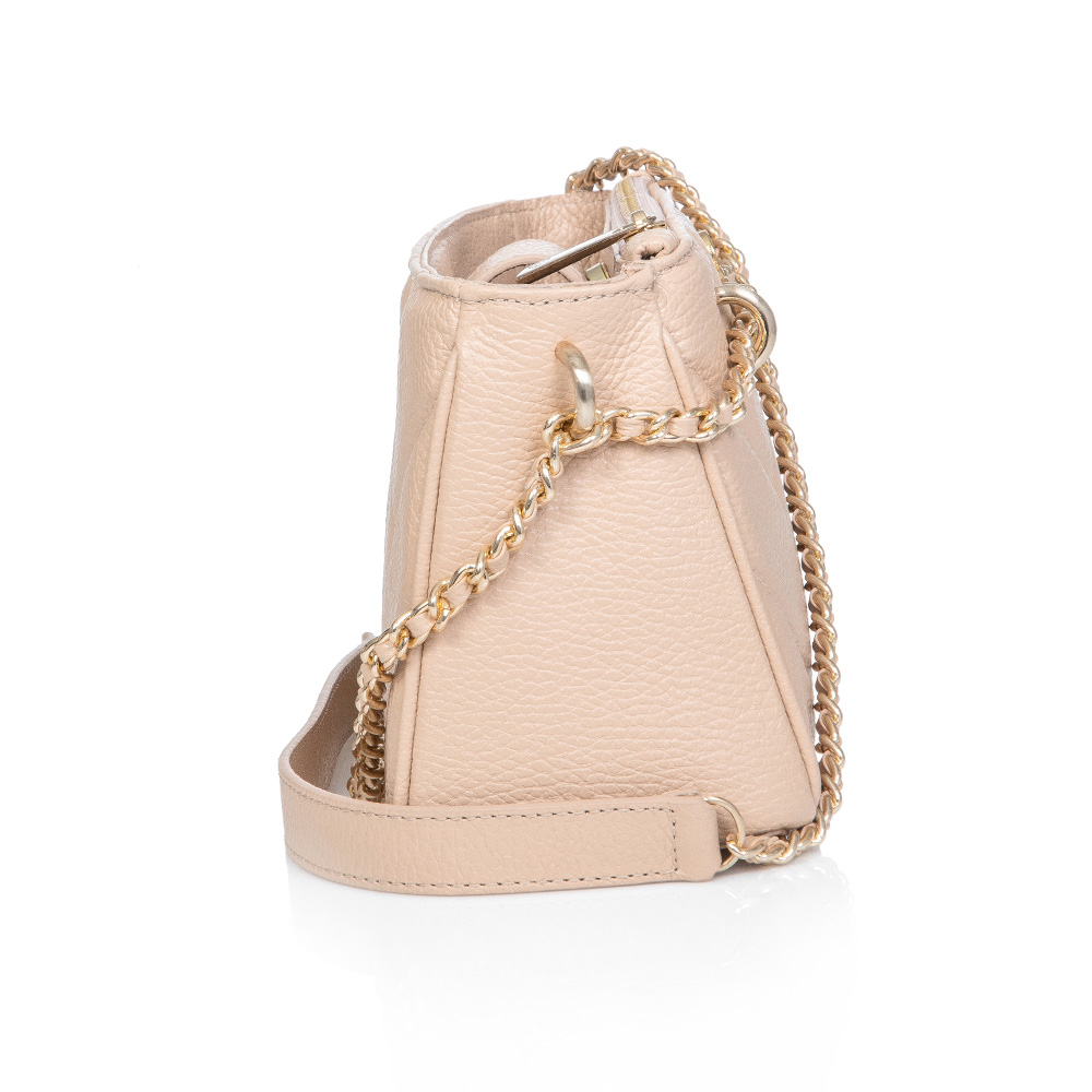 BOLSA NUDE DE COURO TRANSVERSAL AL&Ccedil;A CORRENTE image number 3