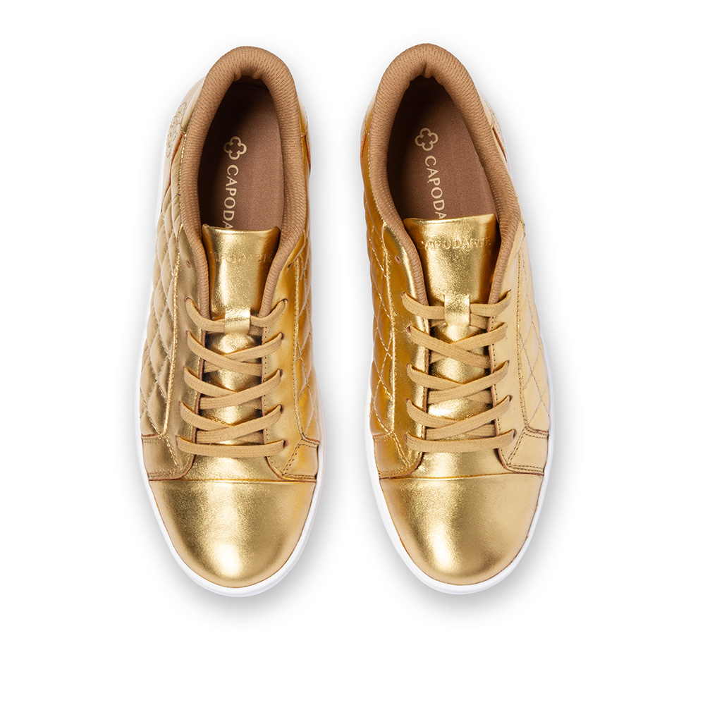 T&Ecirc;NIS FEMININO DOURADO DE COURO AMARRA&Ccedil;&Atilde;O MATELASS&Ecirc; image number 4