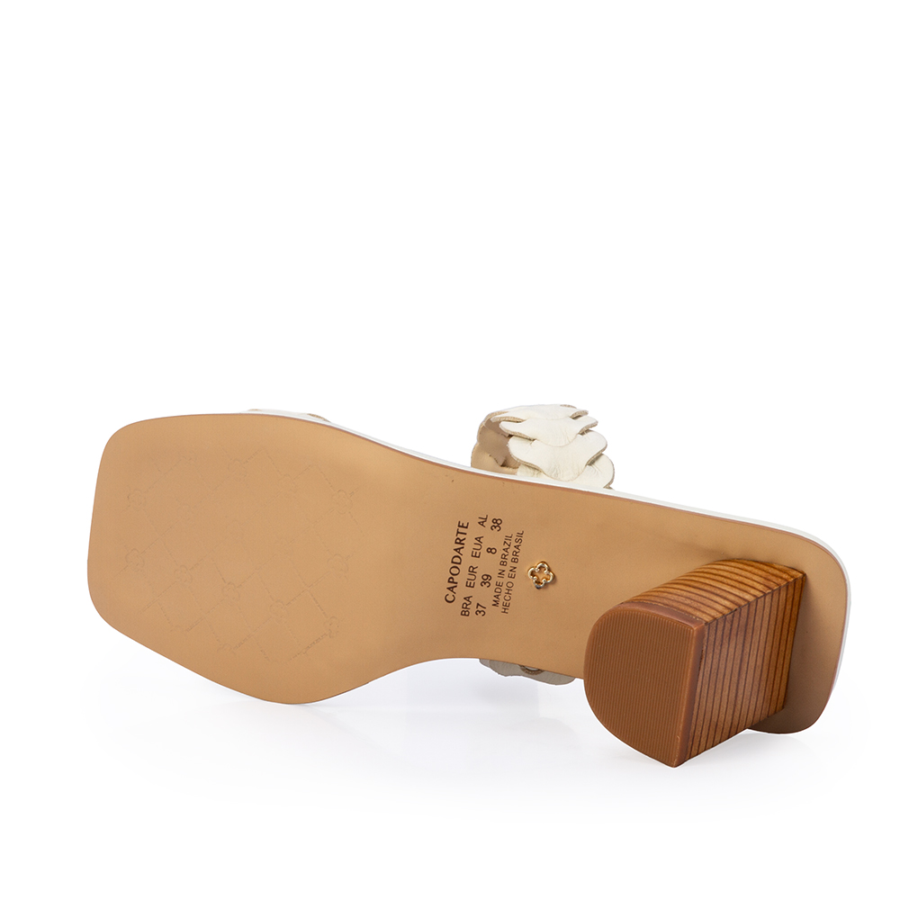 MULE SALTO BLOCO BRANCA DUNA DE COURO TRAN&Ccedil;ADO image number 3