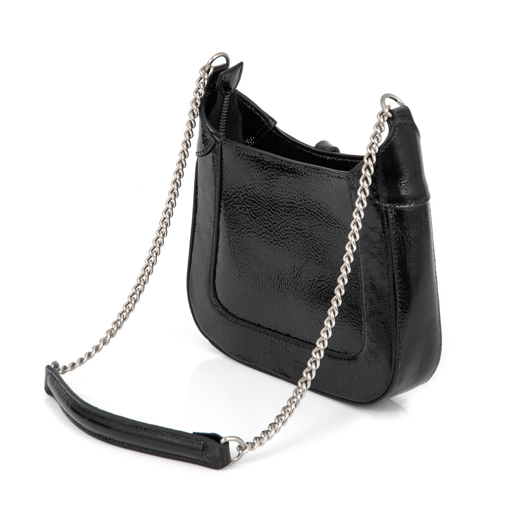 BOLSA TRANSVERSAL AL&Ccedil;A CORRENTE PRETA COURO image number 2