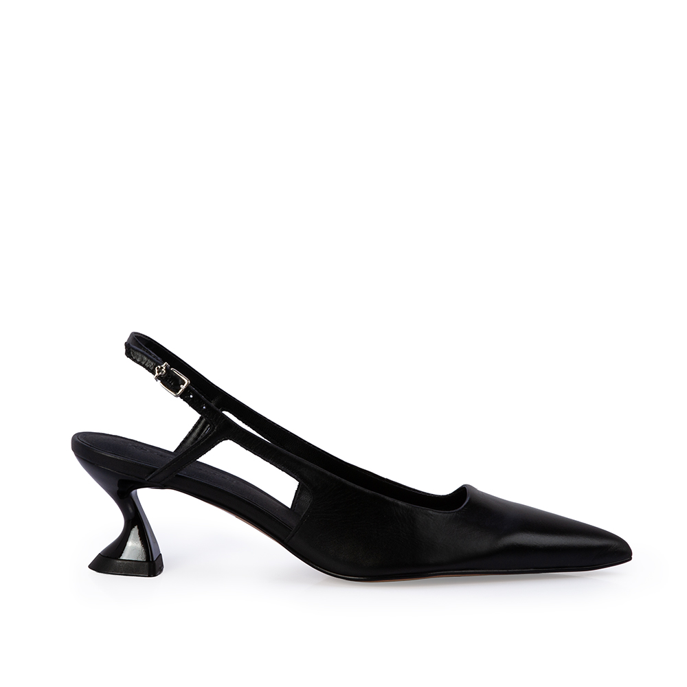 SCARPIN SLINGBACK PRETO DE COURO image number 0