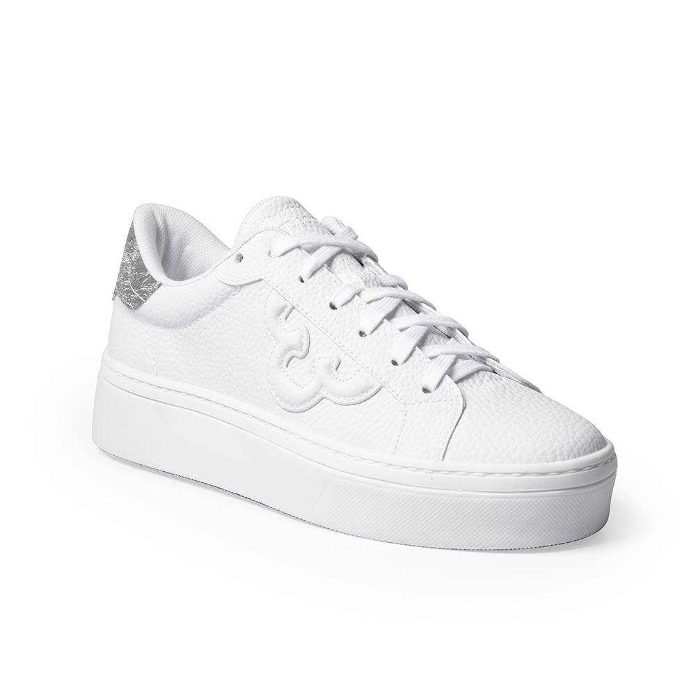 TÊNIS FEMININO BRANCO FLATFORM TRASEIRA PRATA image number 0