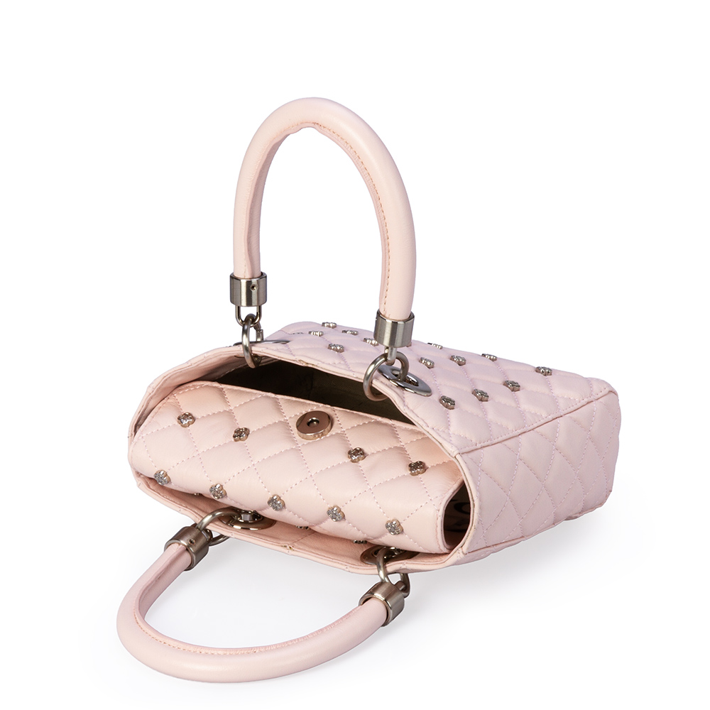 BOLSA PEQUENA ROSA PE&Ocirc;NIA DE COURO TOTE image number 4