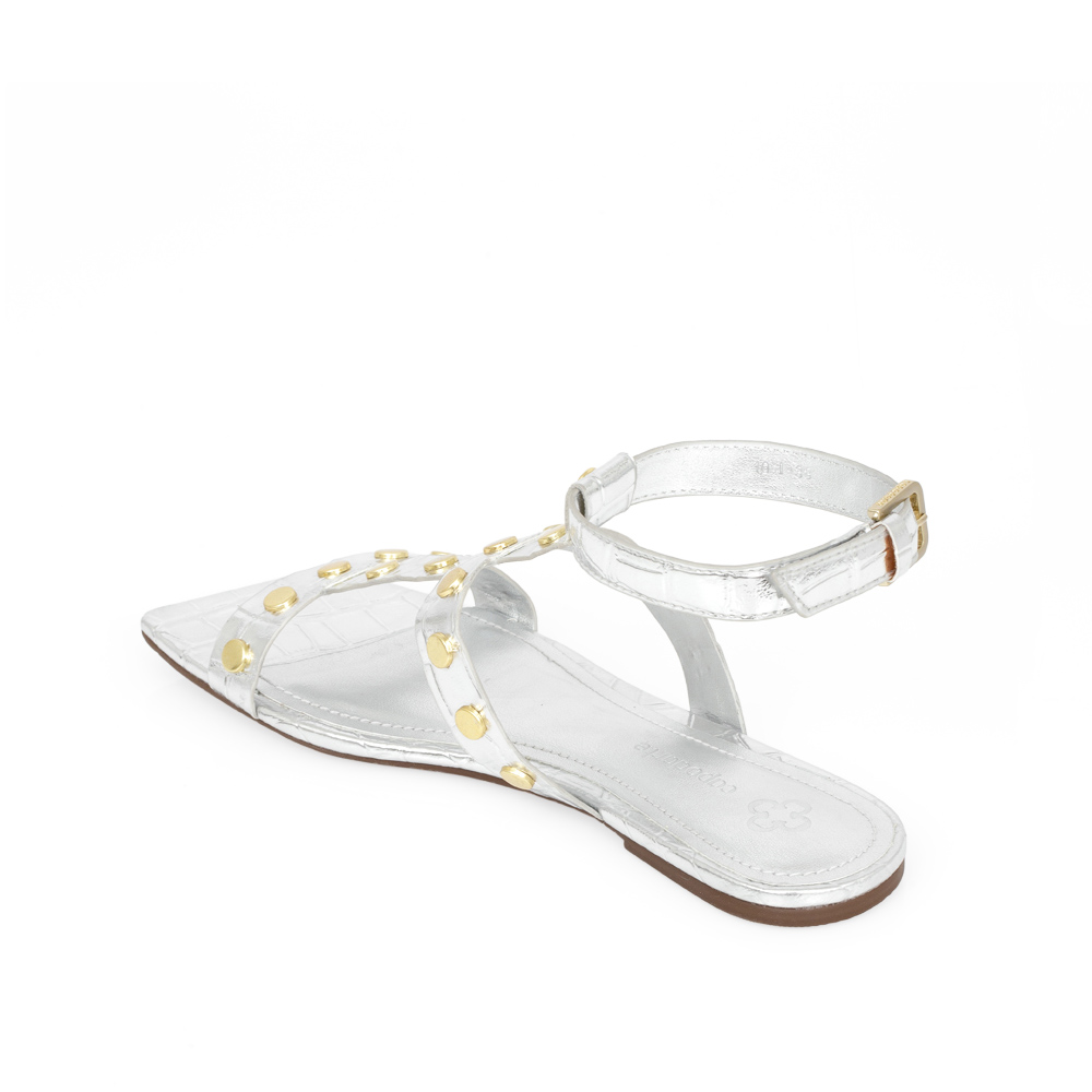 SAND&Aacute;LIA RASTEIRA PRATEADA BICO QUADRADO image number 2