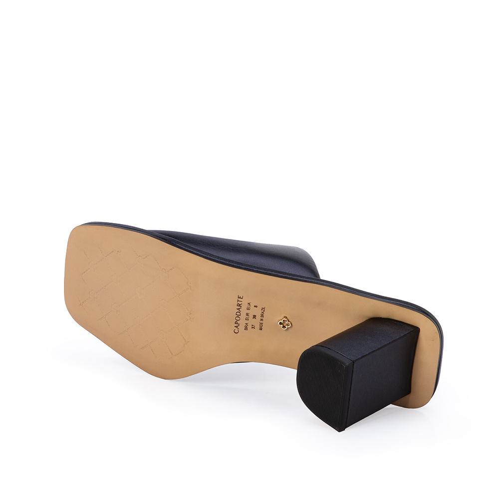 MULE PRETA SALTO BAIXO DE COURO image number 3