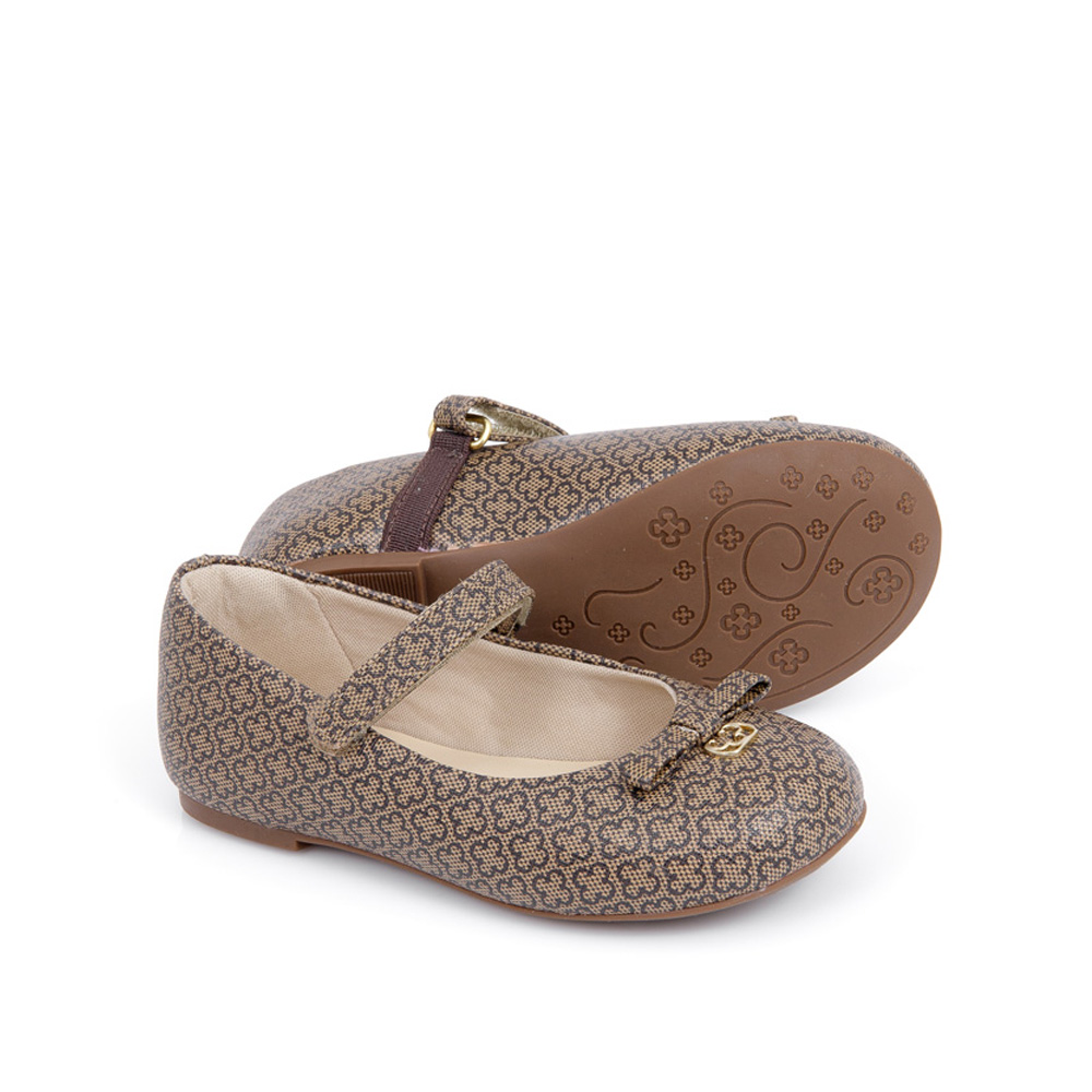 SAPATILHA BEB&Ecirc; BEGE MONOGRAMA COM VELCRO image number 3