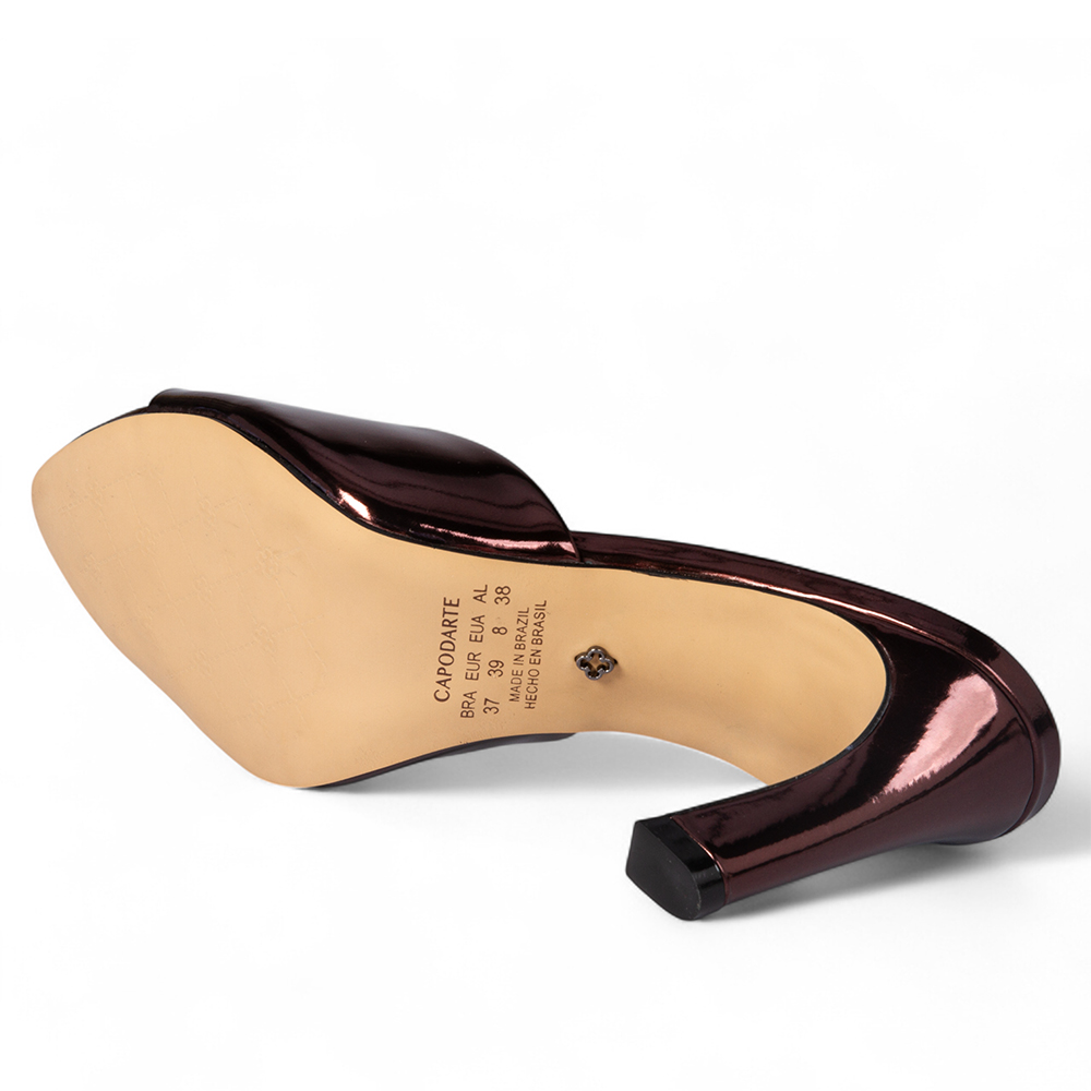 MULE SALTO M&Eacute;DIO MARROM DE COURO SPECCHIO image number 3