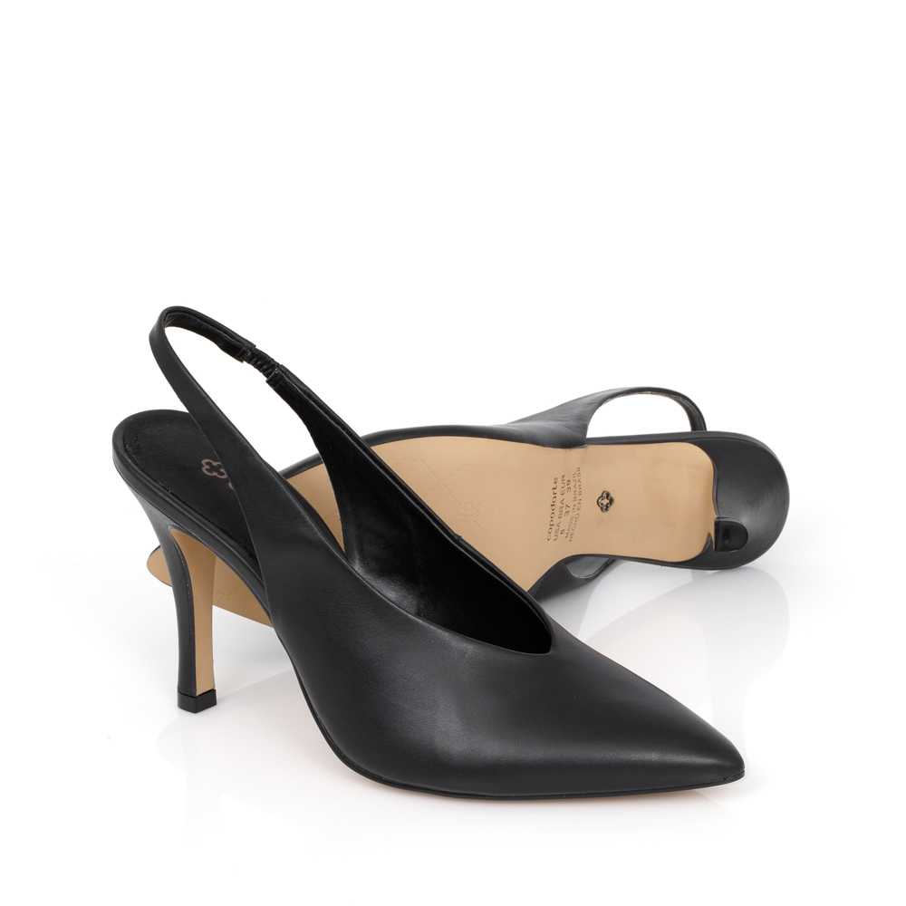 SCARPIN SLINGBACK PRETO DE COURO image number 3