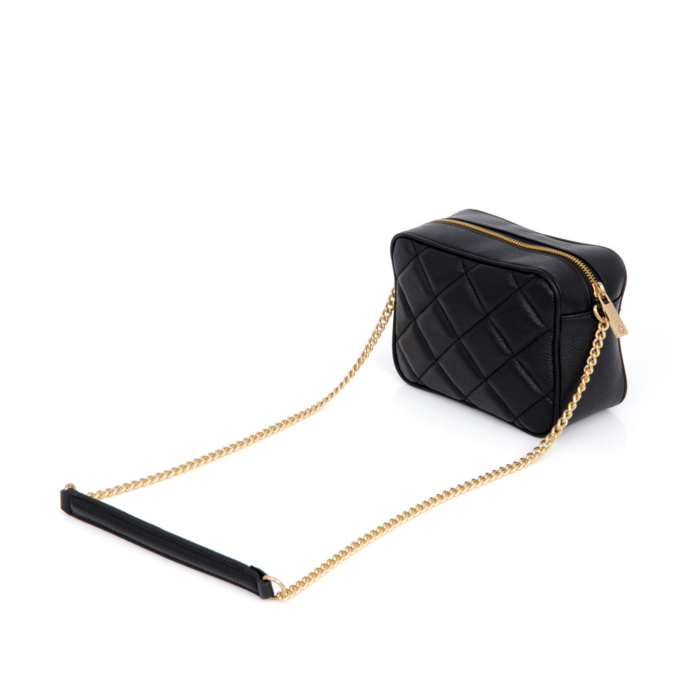 BOLSA SHOULDER BAG PRETA DE COURO AL&Ccedil;A CORRENTE DOURADA image number 2