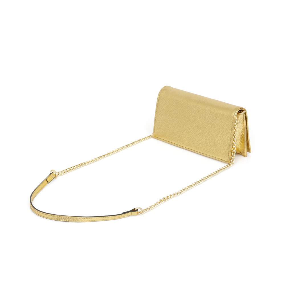 BOLSA PEQUENA DOURADA DE COURO COM ALÇA CORRENTE SHOULDER BAG image number 2