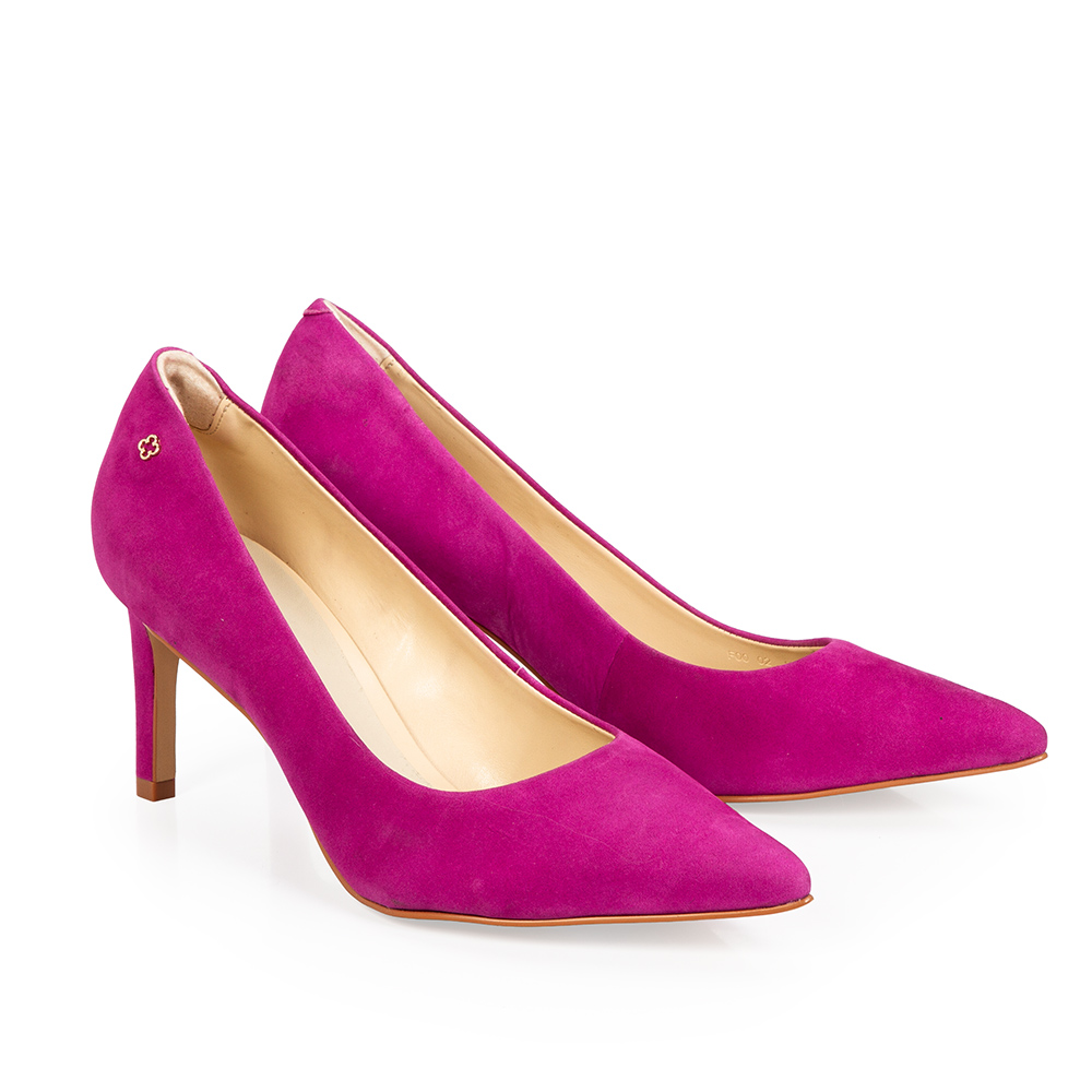 SCARPIN SALTO M&Eacute;DIO ROSA COURO SUEDE image number 1