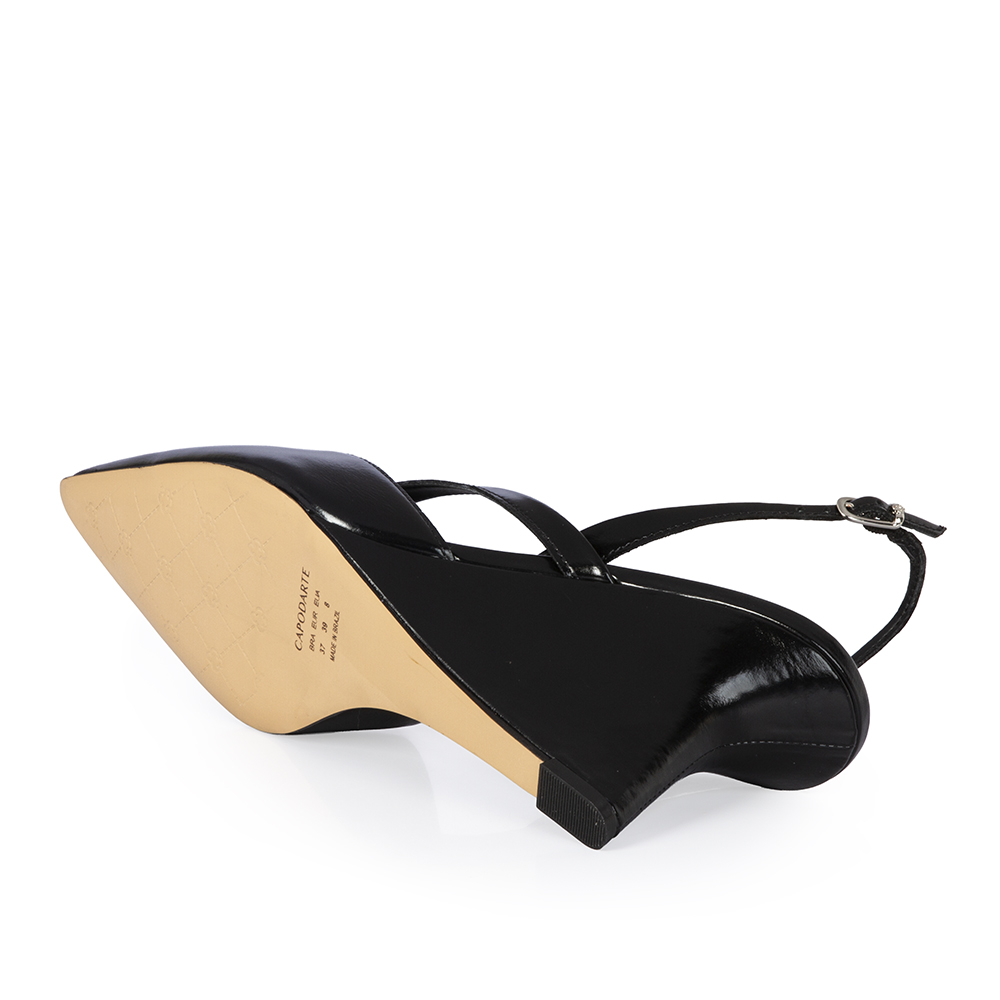 SCARPIN SLINGBACK PRETO COURO SALTO ANABELA image number 3