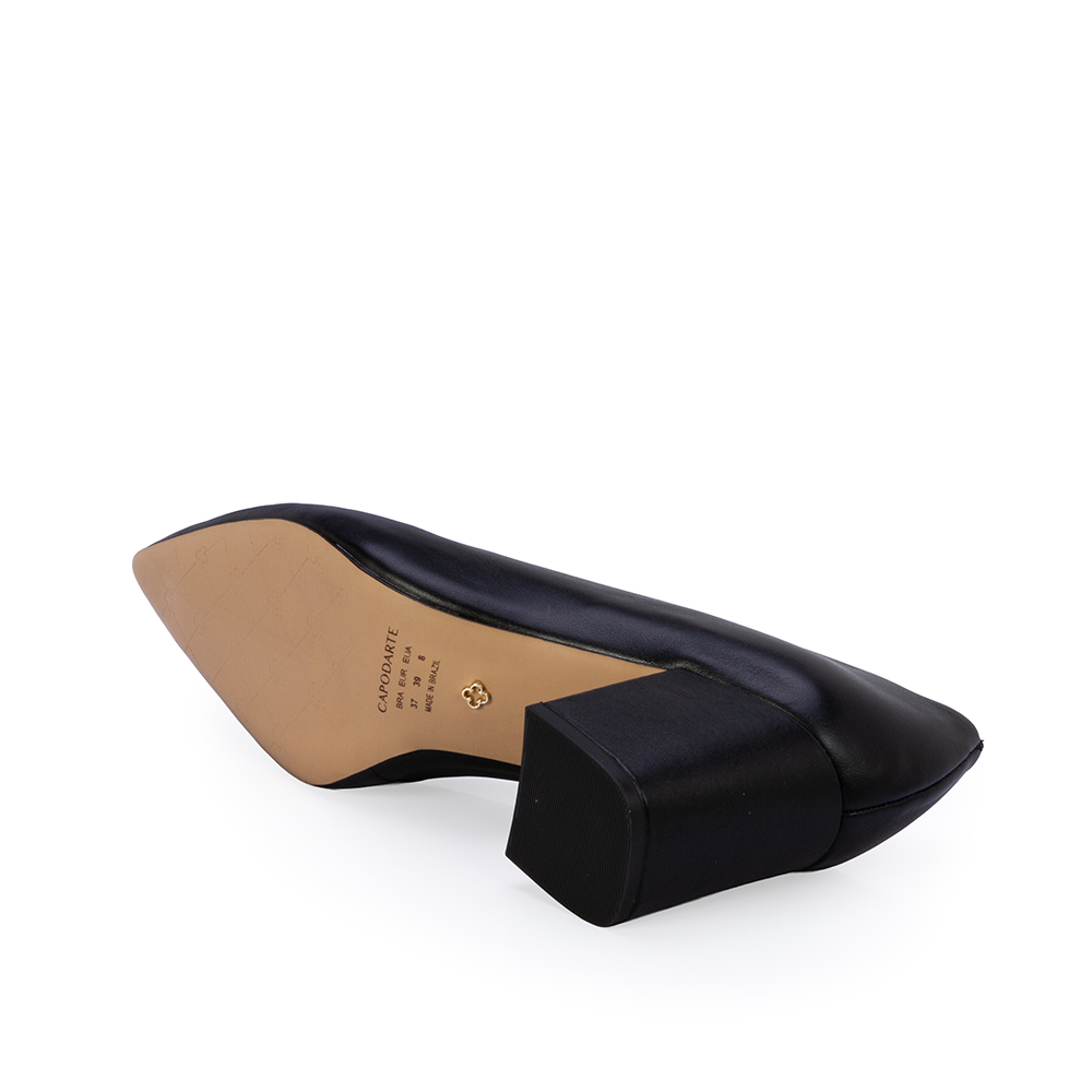 SCARPIN SALTO BLOCO DE COURO PRETO image number 3