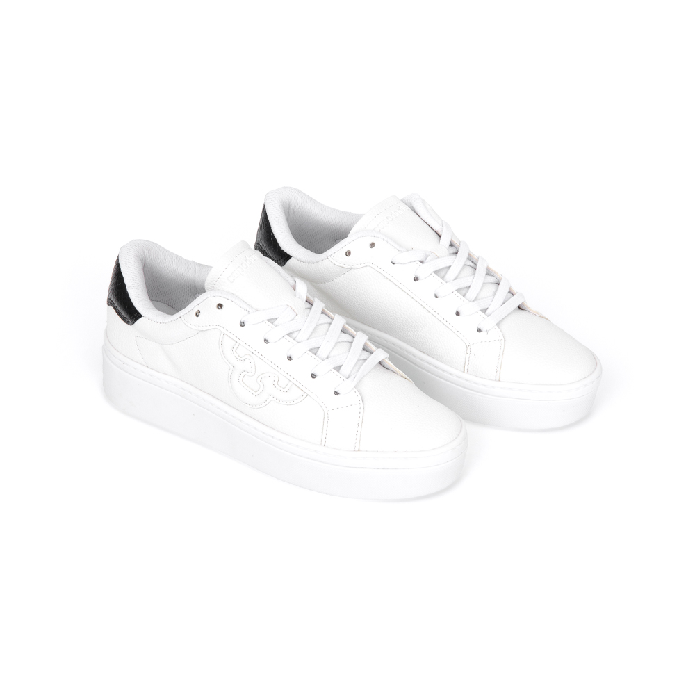 TÊNIS FEMININO BRANCO FLATFORM TRASEIRA PRETA image number 1