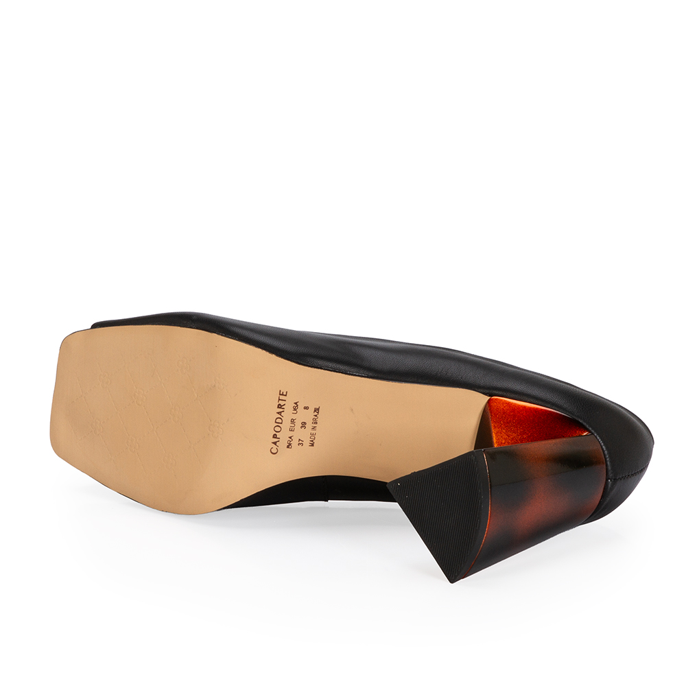 PEEP TOE PRETO DE COURO SALTO ALTO TORTOISE image number 3