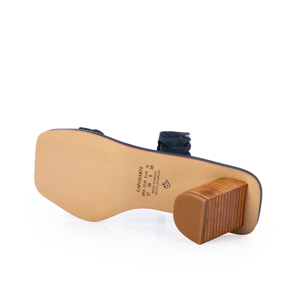 MULE SALTO BLOCO MARINHO AZZURRO DE COURO NOBUCK image number 3