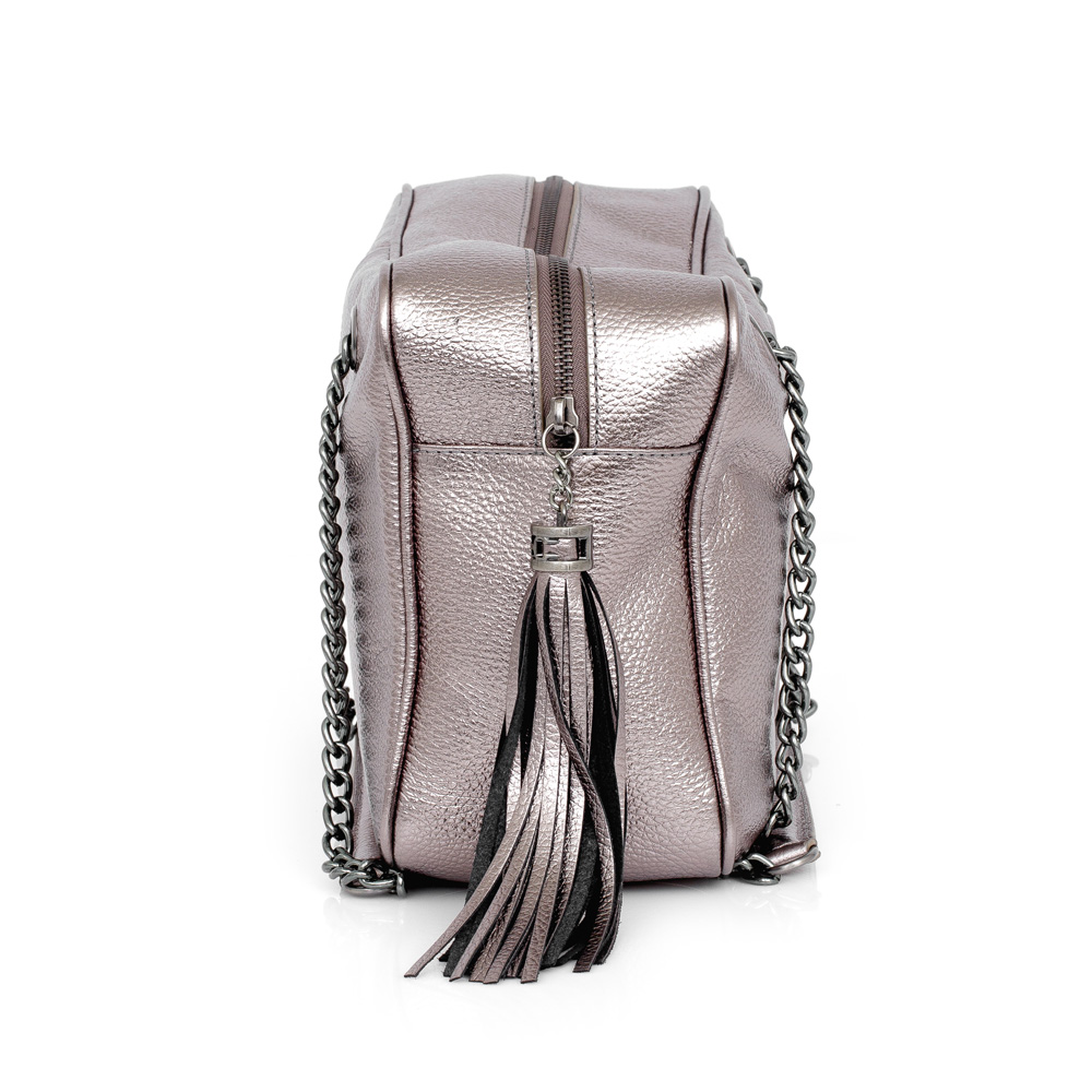 BOLSA SHOPPER CINZA PEWTER DE COURO image number 1