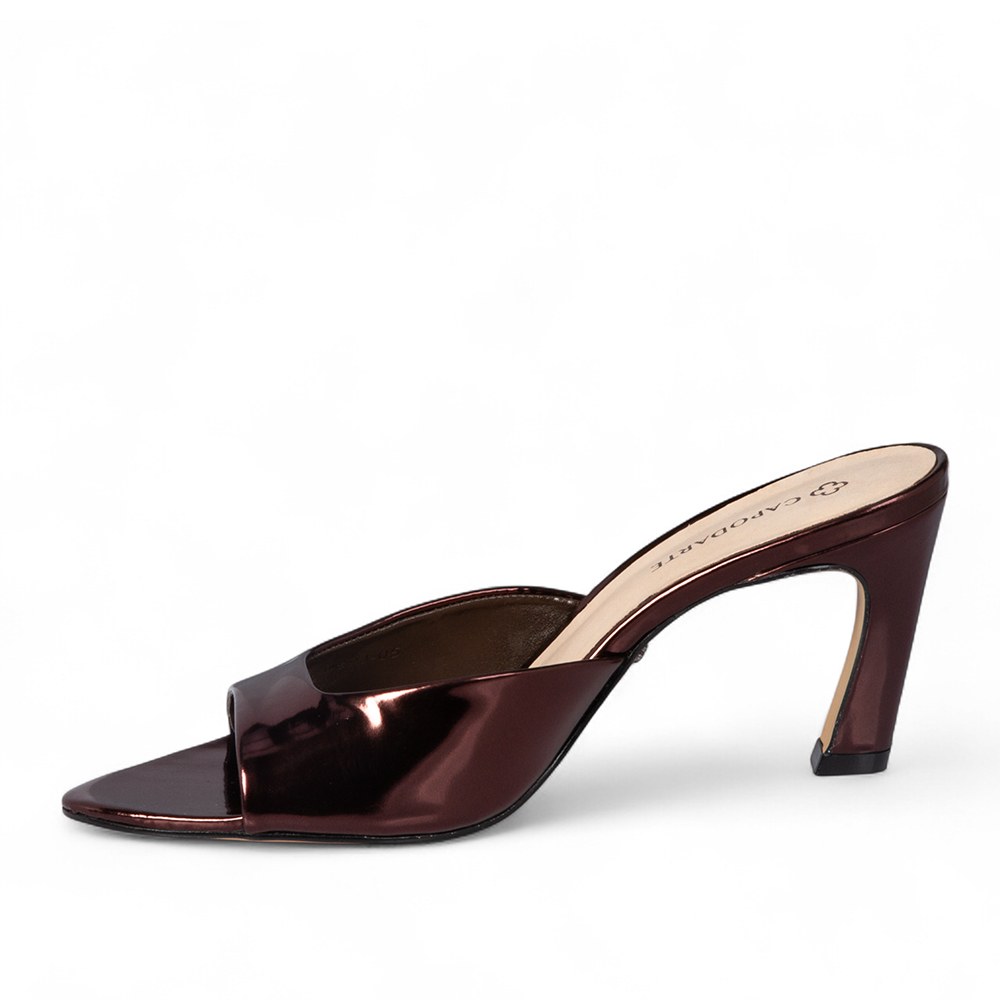 MULE SALTO M&Eacute;DIO MARROM DE COURO SPECCHIO image number 2