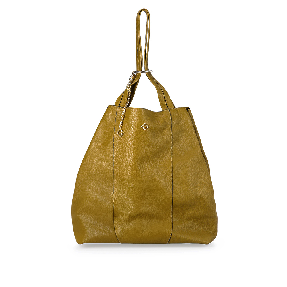 BOLSA AMARELA CITRINO DE COURO VIRA BUCKET image number 1