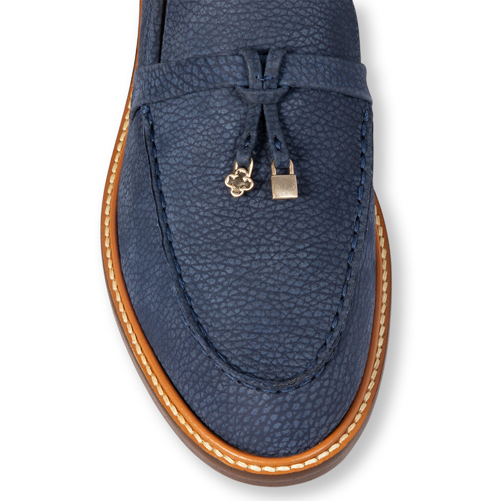 LOAFER MOCASSIM COURO NOBUCK AZUL MARINHO image number 2