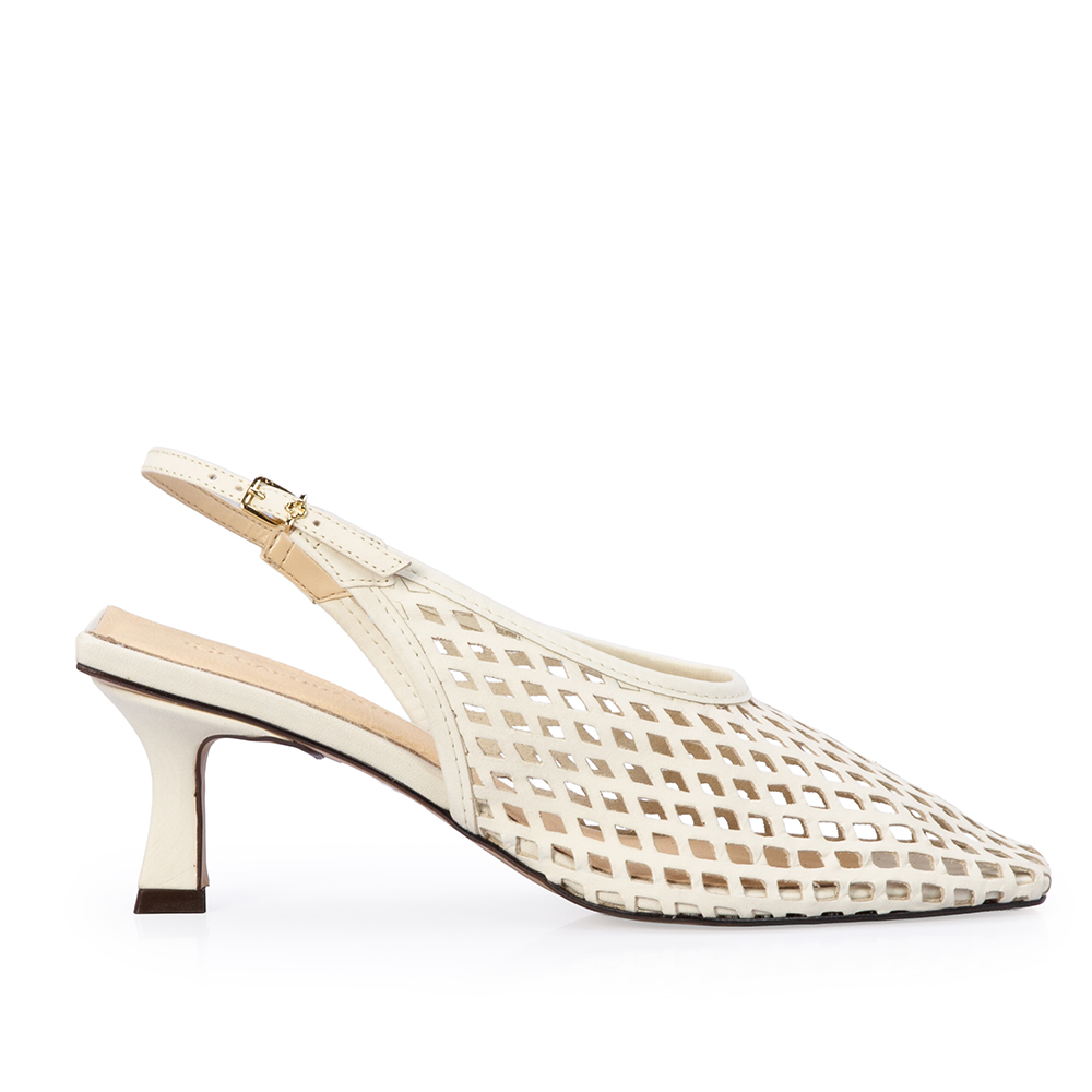 SCARPIN SLINGBACK BRANCO DUNA DE COURO VAZADO image number 0
