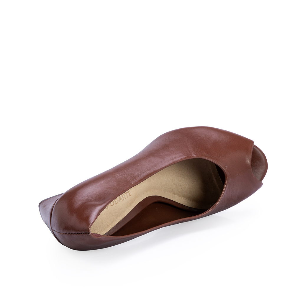 PEEP TOE MARROM &Eacute;BANO DE COURO SALTO ALTO image number 4